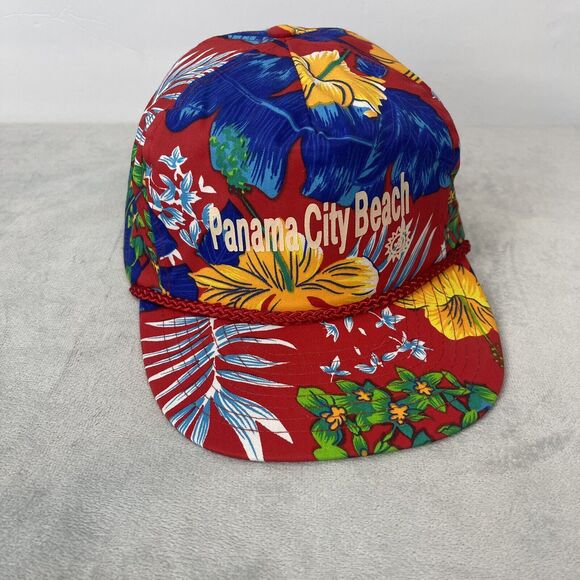 Vintage Other - Vintage 90s Streetwear Panama City Beach Spell Out‎ Rope Floral Hawaiian Hat